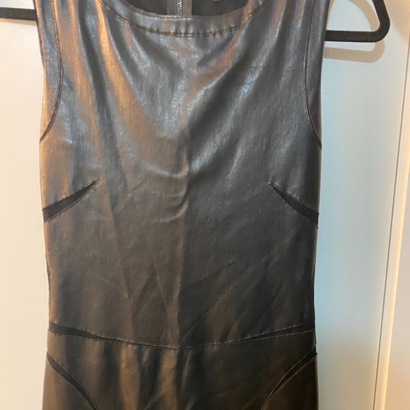 Size 2 Black and Leather Theory Dress - Picture 2 of 11